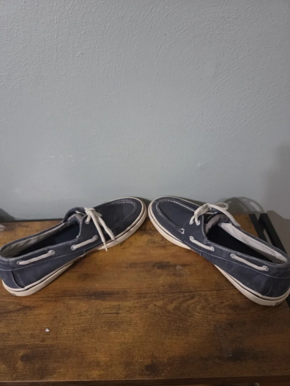 Sperry Navy Canvas Boat Shoes with 2-eye closure.  9.5M